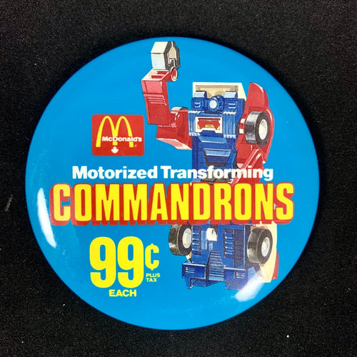 McDonalds Commandron Transformer Toys Button - 1985